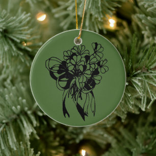 Irish Shamrock Bouquet Green St. Patrick's Day  Ceramic Ornament