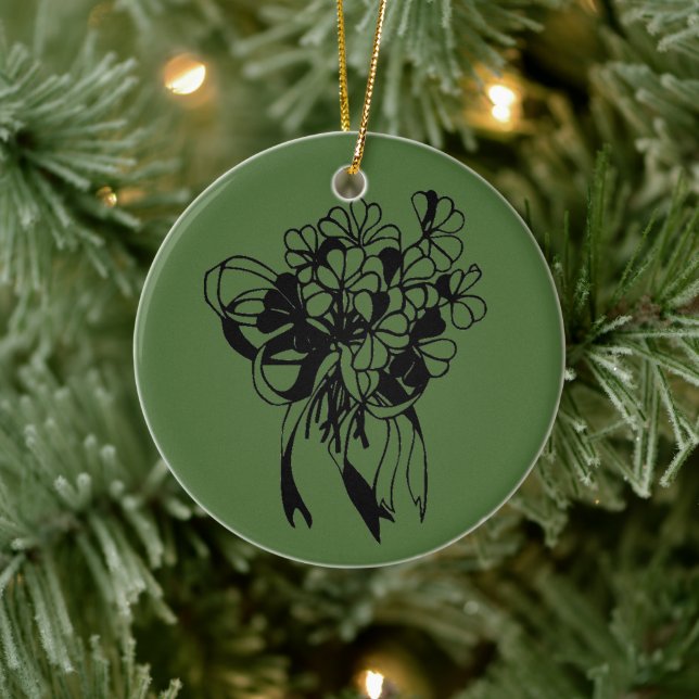 Irish Shamrock Bouquet Green St. Patrick's Day  Ceramic Ornament (Tree)
