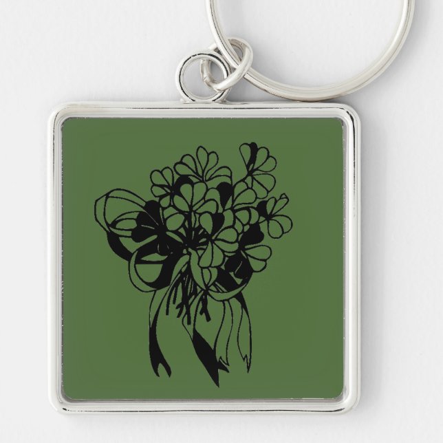 Irish Shamrock Bouquet Green St. Patrick's Day Keychain (Front)