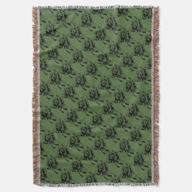 Irish Shamrock Bouquet Green St. Patrick's Day Throw Blanket (Front Vertical)