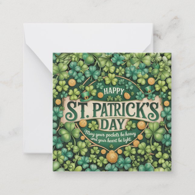 Irish Shamrock Celebration Design Note Card (Front)
