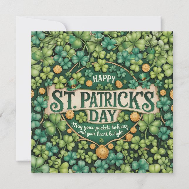 Irish Shamrock Celebration Design Note Card (Front)