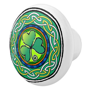 Irish shamrock ceramic knob