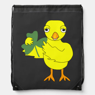 Irish Shamrock Chick Drawstring Bag