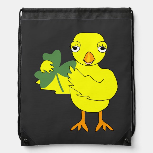 Irish Shamrock Chick Drawstring Bag (Front)