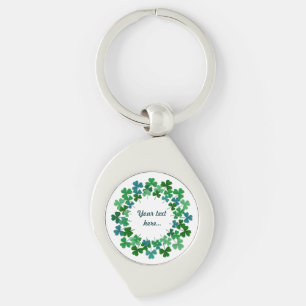 Irish Shamrock Circle Custom Text Keychain