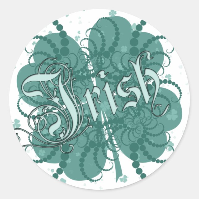 Irish Shamrock Classic Round Sticker (Front)