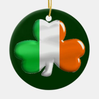 Irish Shamrock Clover Flag Ceramic Ornament by Pot_of_Gold at Zazzle