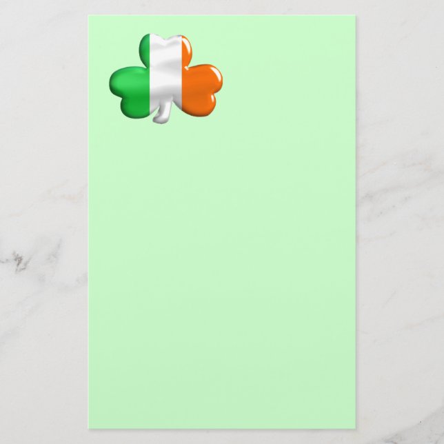 Irish Shamrock Clover Flag Stationery (Front)