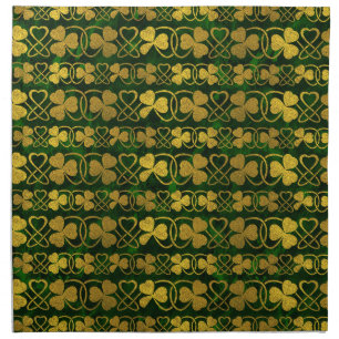 Irish Shamrock -Clover Gold and Green pattern Cloth Napkin