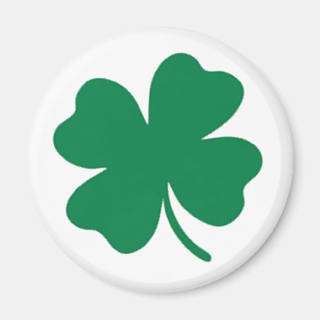 Irish Shamrock Clover Magnet - Bright Green Design (Front)