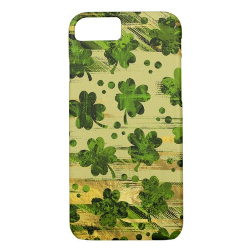 Irish Shamrock _Clover Painted Gold and Green iPhone 87 Case