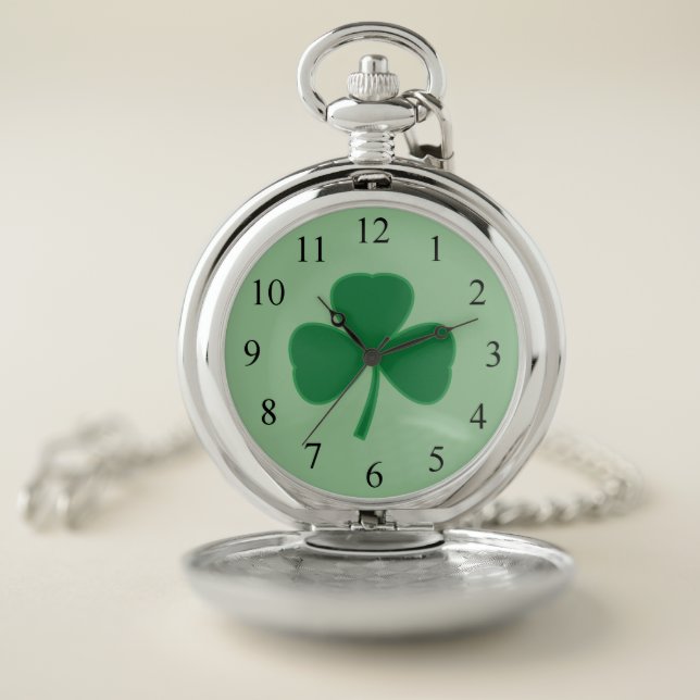 Irish Shamrock Clover Pocket Watch Gift (Inside)