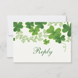 Irish Shamrock (clover) Wedding RSVP Card