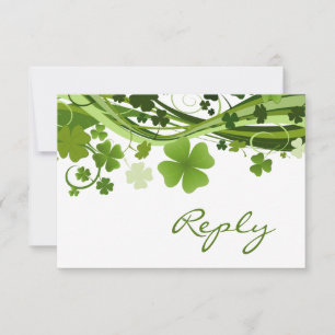Irish Shamrock (clover) Wedding RSVP Card