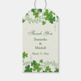 Irish shamrock (clover) Wedding Thank you Gift Tags