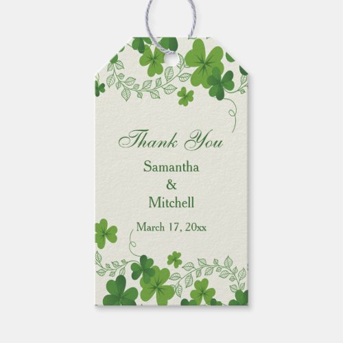 Irish shamrock clover Wedding Thank you Gift Tags