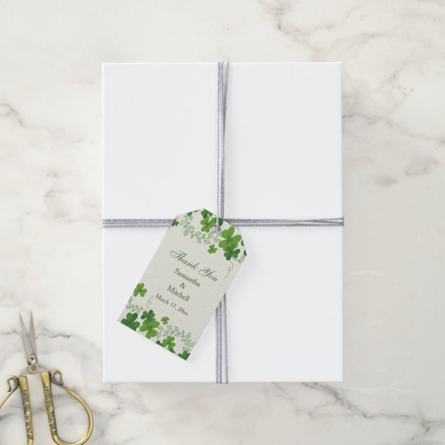 Irish Shamrock (clover) Wedding Thank You Gift Tags