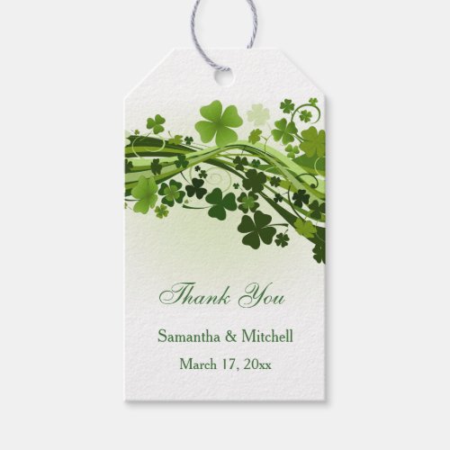 Irish shamrock clover Wedding Thank you Gift Tags