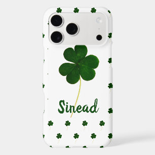 Irish Shamrock Clovers Pattern Add Name or Text iPhone 17 Pro Max Case