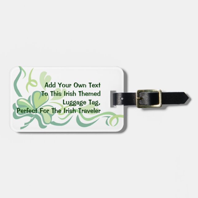 Irish Shamrock Customizable Luggage Tag (Front Horizontal)