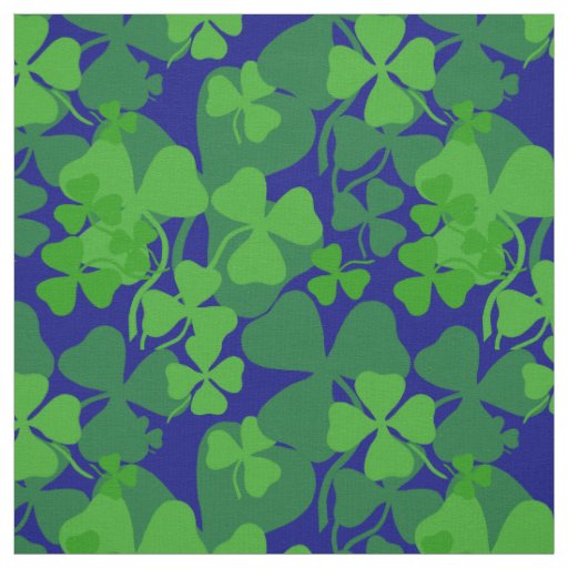 Irish shamrock, dark blue, clover fabric print 10a
