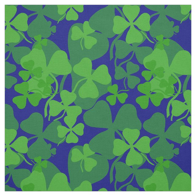 Irish shamrock, dark blue, clover fabric print 10a (Swatch)