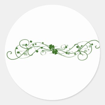 Irish Shamrock Design Classic Round Sticker by perfectwedding at Zazzle