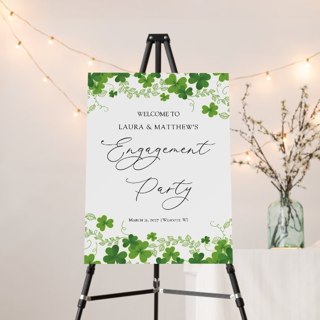 Irish Shamrock Engagement Party Foam Board (In Situ (Stand))