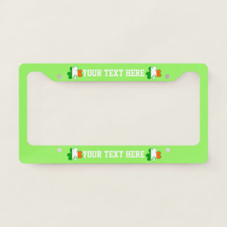 Irish Shamrock Flag Custom Message License Plate Frame