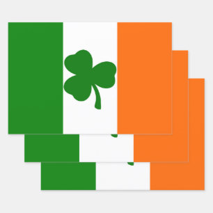 Irish Shamrock Flag Wrapping Paper Sheets