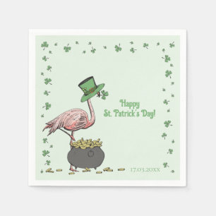 Irish Shamrock Flamingo St. Patrick’s Day Party Napkins