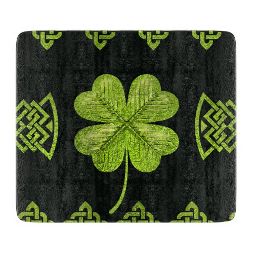 Irish Shamrock Four_leaf clover with celtic decor Cutting Board