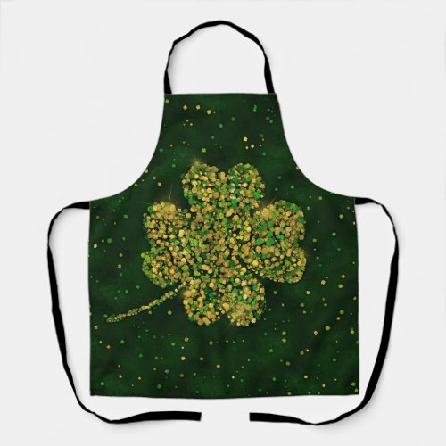 Irish Shamrock Four_leaf Lucky Clover Apron