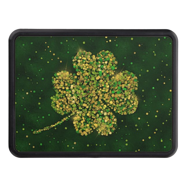 Irish Shamrock Four-leaf Lucky Clover Hitch Cover (Front)