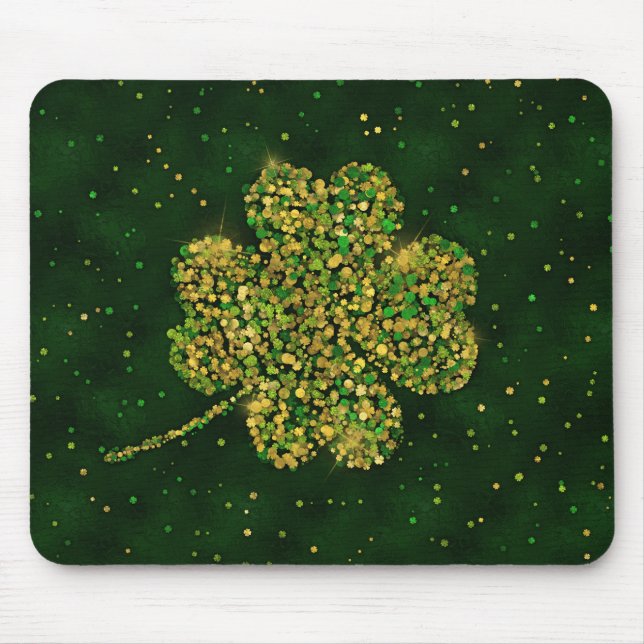 Irish Shamrock Four-leaf Lucky Clover Mouse Pad (Front)