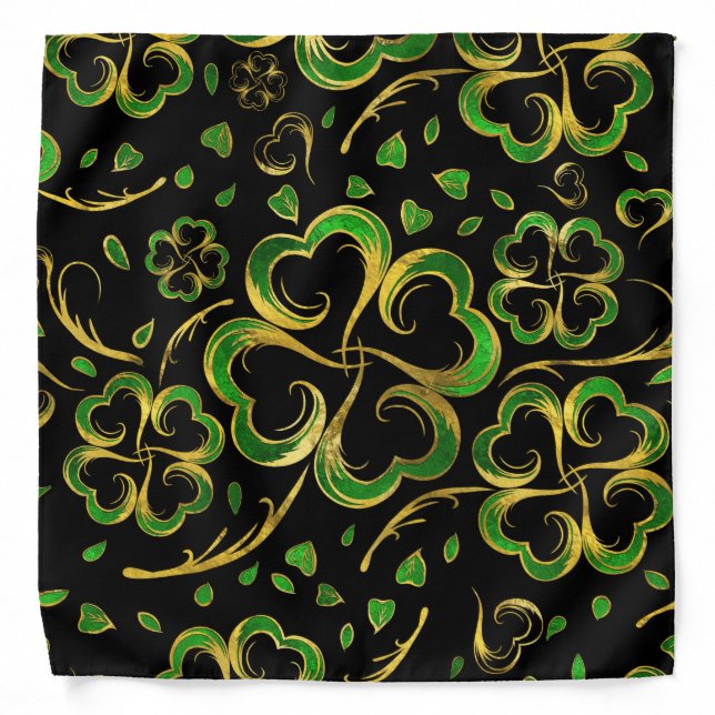 Irish Shamrock Four-leaf Lucky Clover Pattern Bandana (Front)