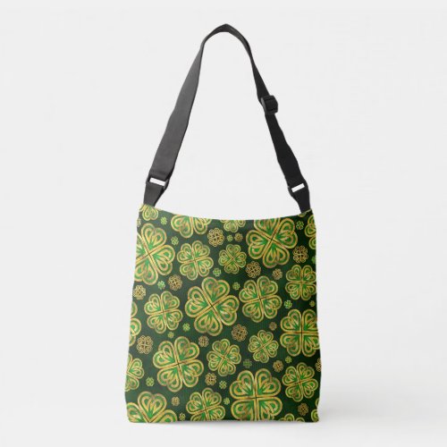 Irish Shamrock Four_leaf Lucky Clover Pattern Crossbody Bag