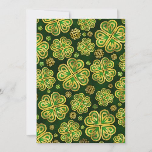 Irish Shamrock Four_leaf Lucky Clover Pattern Holiday Card