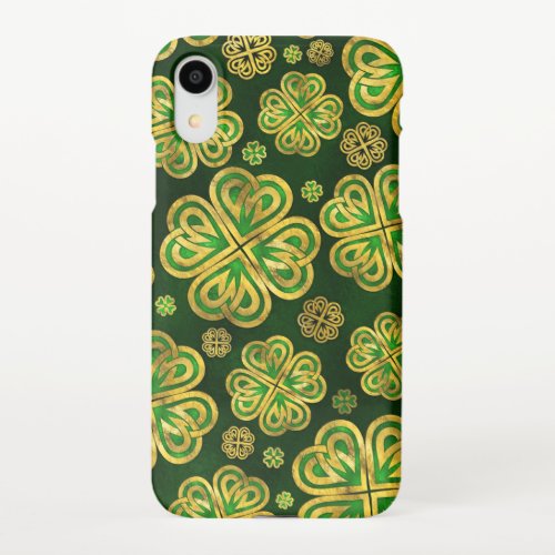 Irish Shamrock Four_leaf Lucky Clover Pattern iPhone XR Case