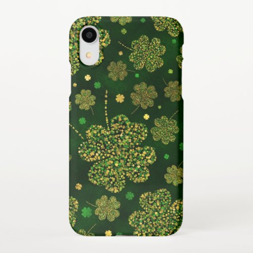 Irish Shamrock Four_leaf Lucky Clover Pattern iPhone XR Case