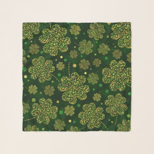 Irish Shamrock Four_leaf Lucky Clover Pattern Scarf