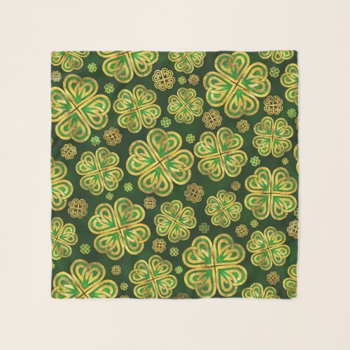 Irish Shamrock Four_leaf Lucky Clover Pattern Scarf