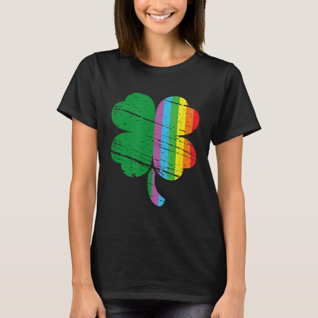 Irish Shamrock Gay Lgbt St Patricks Day Pride Rain T-Shirt (Front)