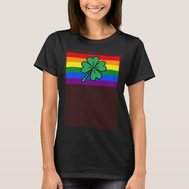 Irish Shamrock Gay Pride Flag Happy St Patricks Da T-Shirt (Front)
