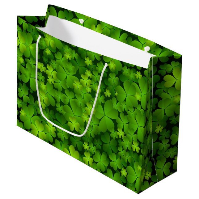 Irish Shamrock Gift Accessories Large Gift Bag (Front Angled)