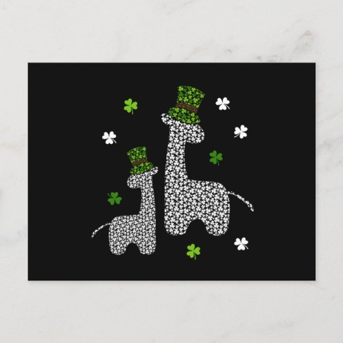 Irish Shamrock Giraffes St Patricks Day Postcard
