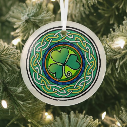 Irish shamrock glass ornament