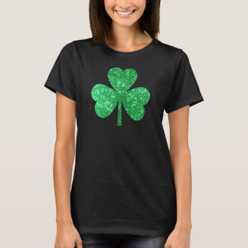 Irish Shamrock Glitter Green Lucky Shamrock St Pat T_Shirt