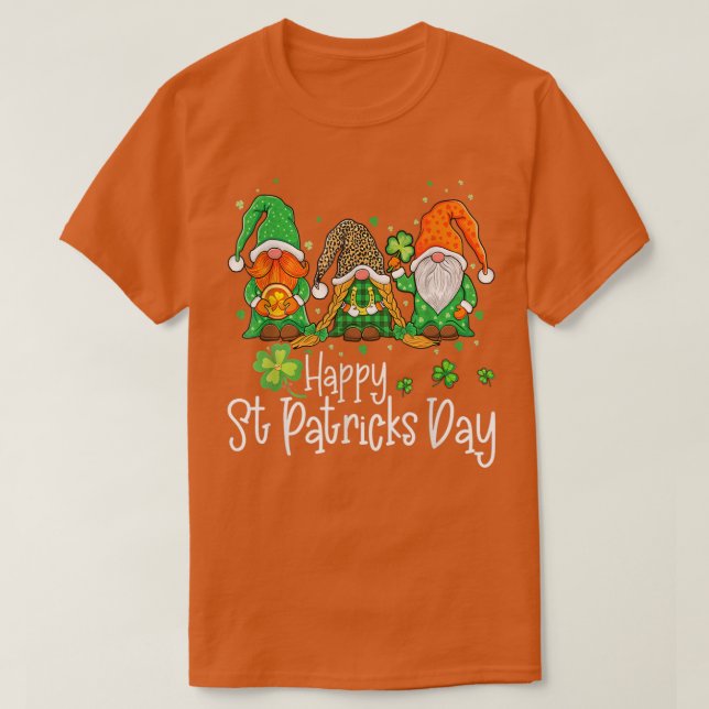Irish Shamrock Gnomes Happy St Patricks Day Funny  T-Shirt (Design Front)